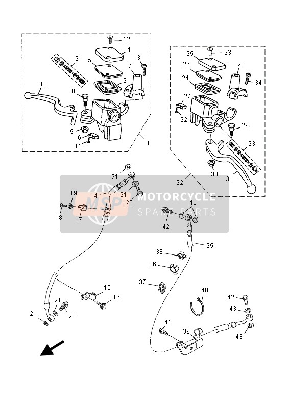 Yamaha YP125R (MBL2) 2015 Hoofdremcilinder voor voor een 2015 Yamaha YP125R (MBL2)